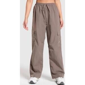 NWT GYMSHARK Cargo Woven Pants Brown Oversized Baggy Fit Size Large